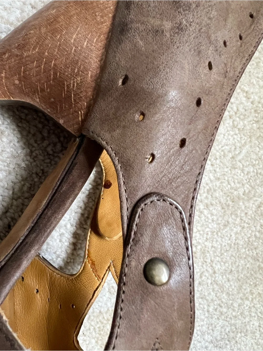 Coclico Cocoa Brown Leather Mary Jane heels